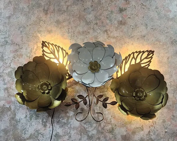 Off_White_And_Brown_Floral_Wall_Art_With_Led