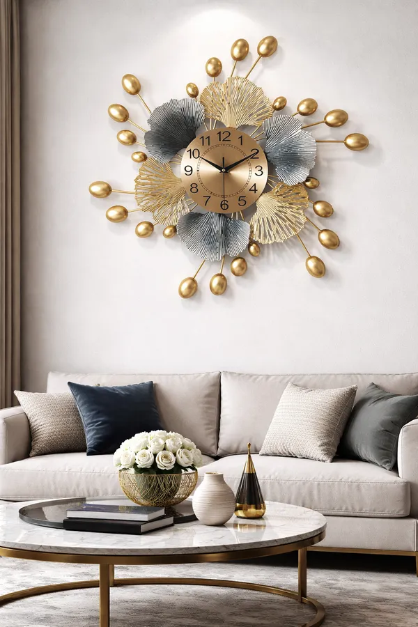 Luxury_Floral_Metal_Clock