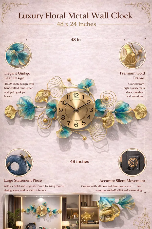 Luxury_Ginkgo_Wall_Clock