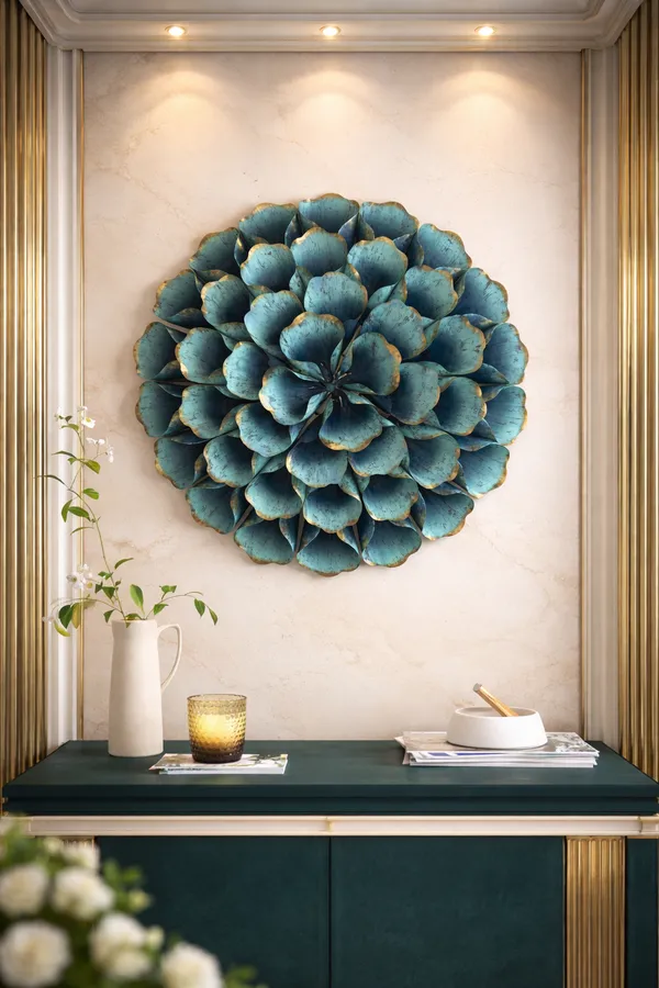 Luxury_Teal_Floral_Metal_Wall_Art_for_Modern_Elegant_Interiors