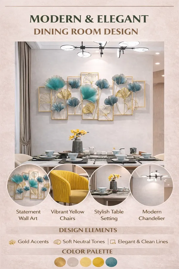 Luxury_Teal_Gold_Ginkgo_Leaf_Metal_Wall_Art_for_Modern_Dining_Room_Decor
