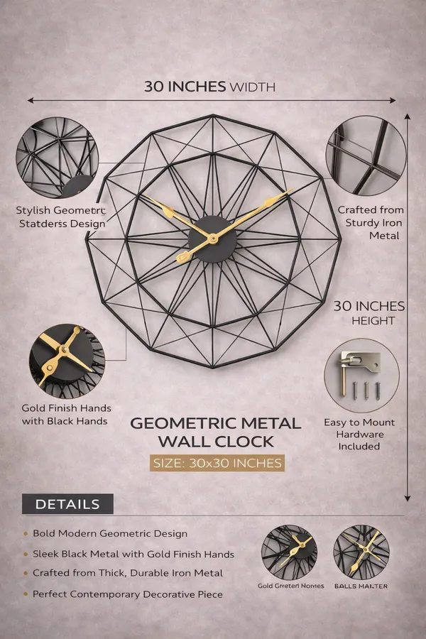 Modern_Black_Metal_Clock