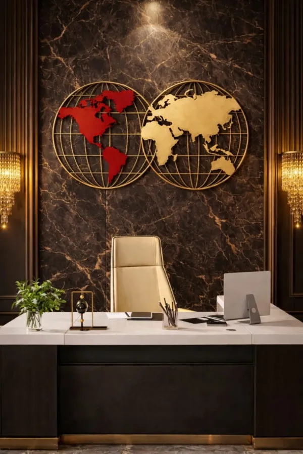 Modern_Gold_&_Red_World_Map_Metal_Wall_Art