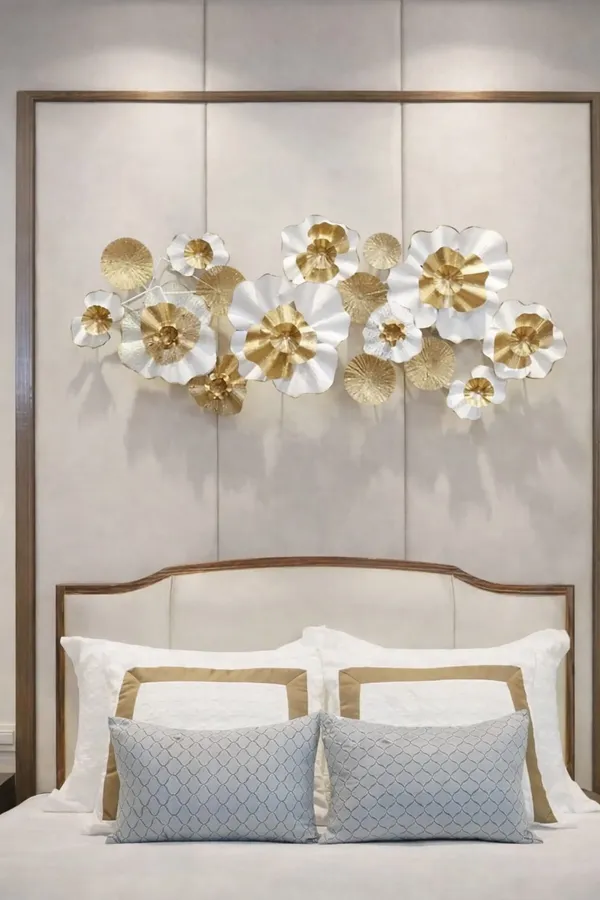 White_&_Gold_Floral_Metal_Wall_Art_Set
