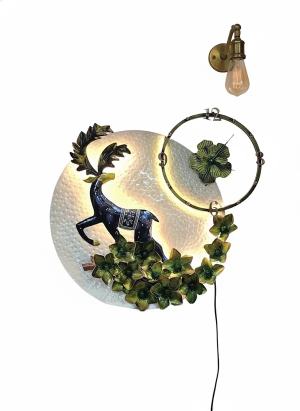 White_Round_Deer_Wall_Clock_With_Led