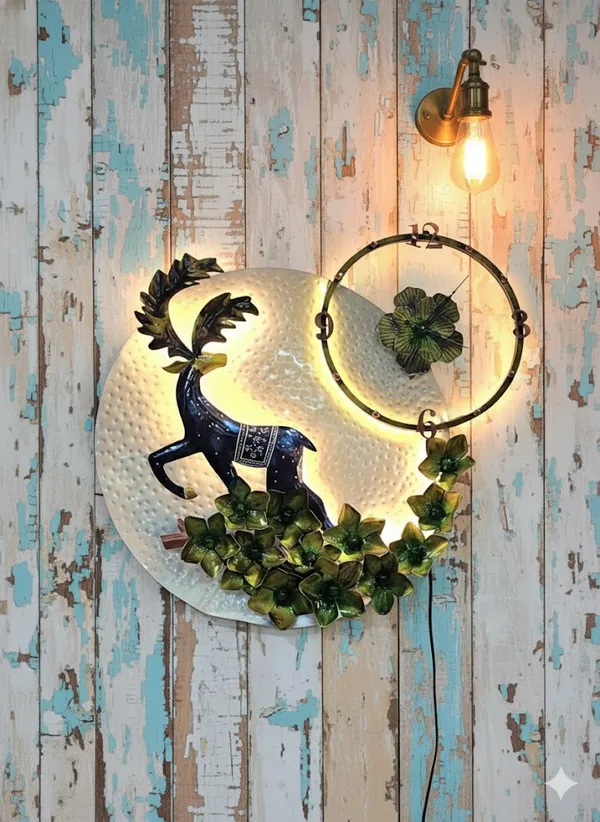 White_Round_Deer_Wall_Clock_With_Led