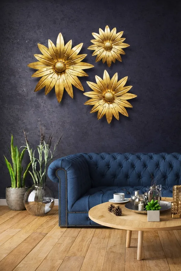 Gold_Flower_Metal_Wall_Art_Set