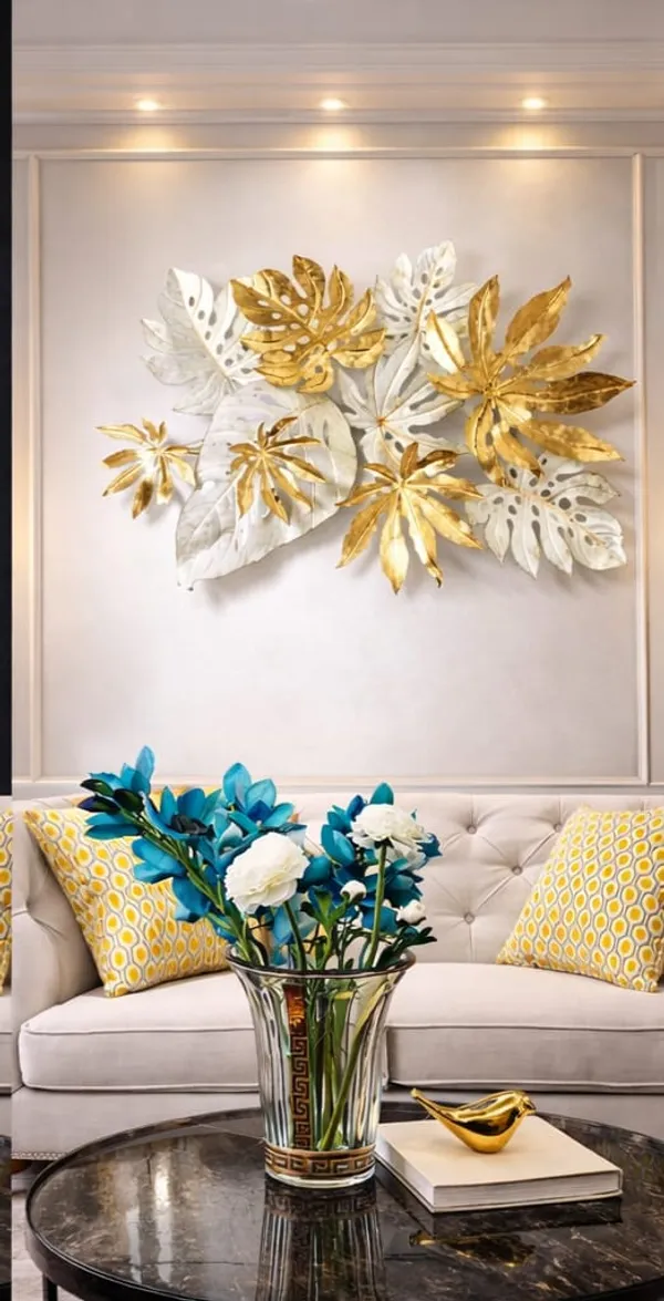 Gold_&_White_Leaf_Metal_Wall_Art