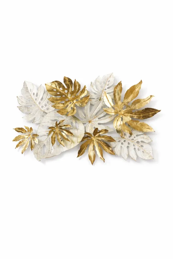 Gold_&_White_Leaf_Metal_Wall_Art