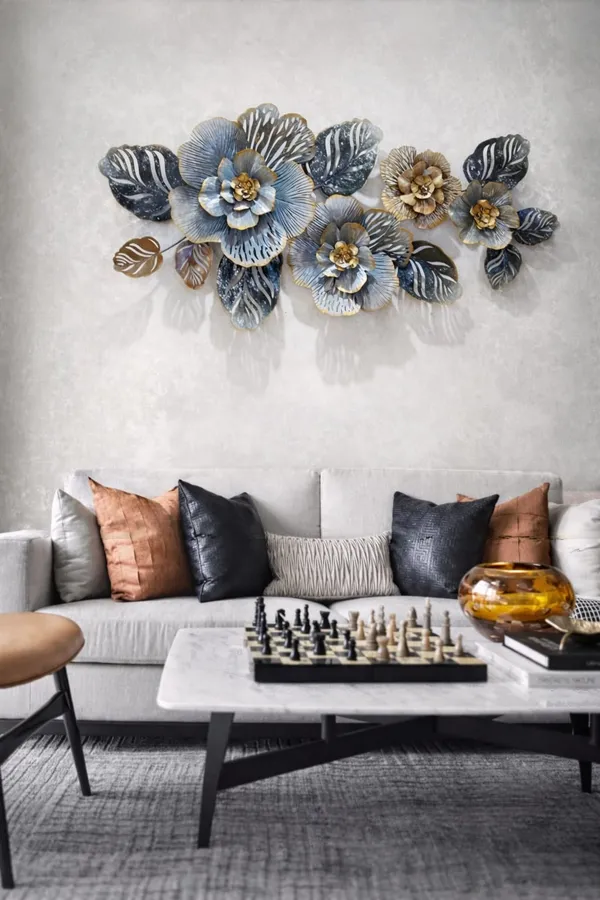 Gold_&_Grey_Floral_Metal_Wall_Art