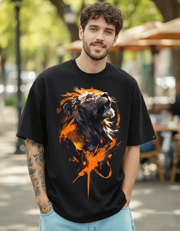 Black_Fire_Lion_Printed_Cotton_Oversized_T-Shirt_For_Men