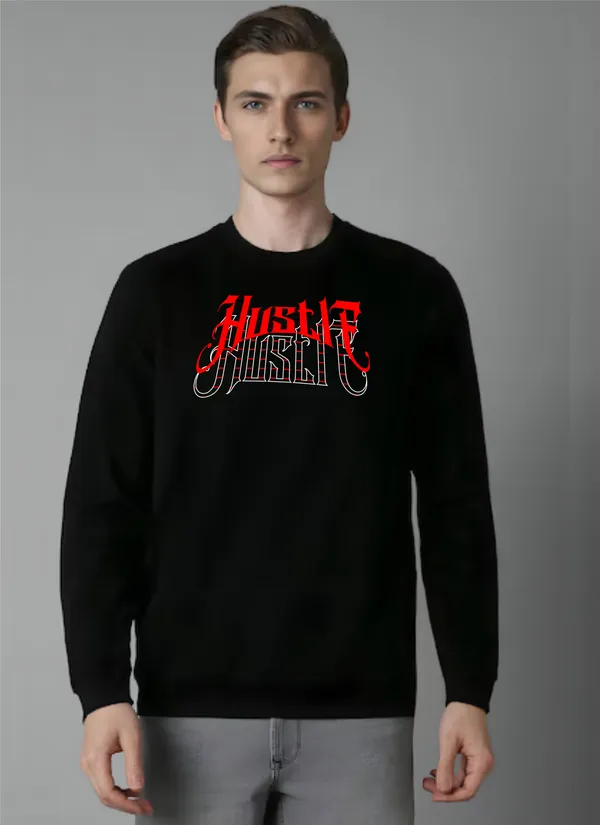 Hustle Mentality black graphic sweatshirt for men