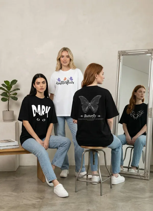 Pack of 3 oversized graphic t-shirt combo for women