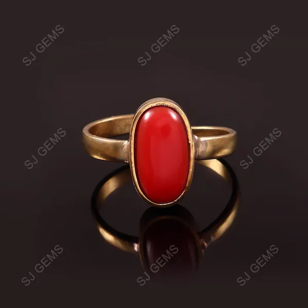 Sj_Gems__natural_coral_munga__Panchdhatu_Ring_|_Lab_certified|_Adjustable_unisex_Ring