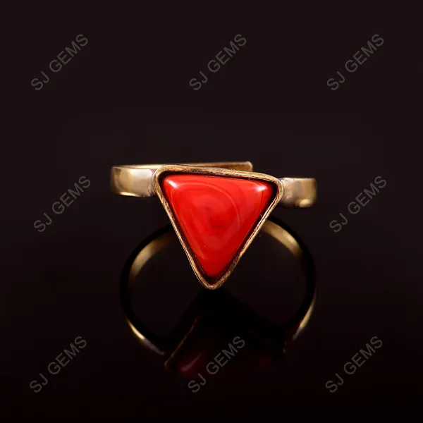 Sj_Gems__natural__tringle_coral_munga__Panchdhatu_Ring_|_Lab_certified|_Adjustable_unisex_Ring