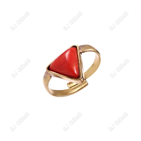 Sj_Gems__natural__tringle_coral_munga__Panchdhatu_Ring_|_Lab_certified|_Adjustable_unisex_Ring