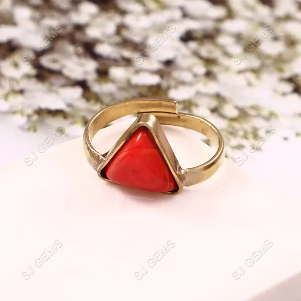 Sj_Gems__natural__tringle_coral_munga__Panchdhatu_Ring_|_Lab_certified|_Adjustable_unisex_Ring