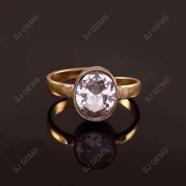 Sj_Gems__natural_zercon_white_sapphire__Panchdhatu_Ring_|_Lab_certified|_Adjustable_unisex_Ring