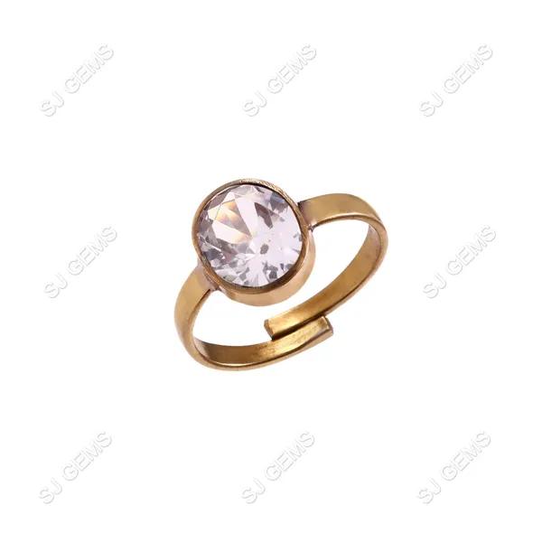 Sj_Gems__natural_zercon_white_sapphire__Panchdhatu_Ring_|_Lab_certified|_Adjustable_unisex_Ring