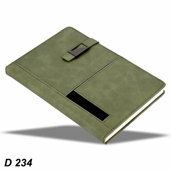 Green_Professional_Olive_Canvas_Diary_With_Pen_Loop_And_Elastic_Closure
