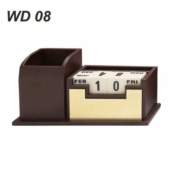 Brown_And_Gold_Wooden_Desktop_Calendar_With_Pen_Holder