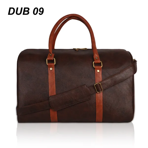 Brown_Classic_Faux_Leather_Travel_Duffel_Bag_With_Adjustable_Shoulder_Strap