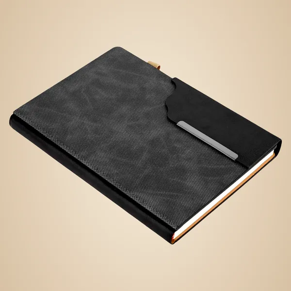 Black_Premium_Textured_Diary_With_Elastic_Band_Closure_And_Pen_Holder