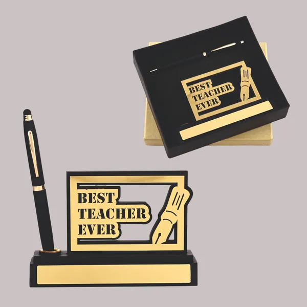 Gold_And_Brown_Best_Teacher_Ever_Desk_Trophy_With_Pen_Holder_Award_Plaque