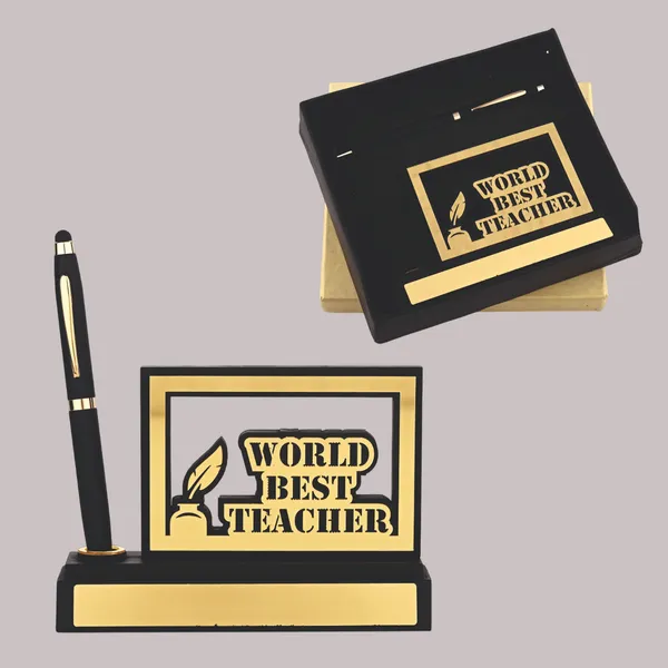Gold_World_Best_Teacher_Desk_Pen_Stand_With_Award_Plaque