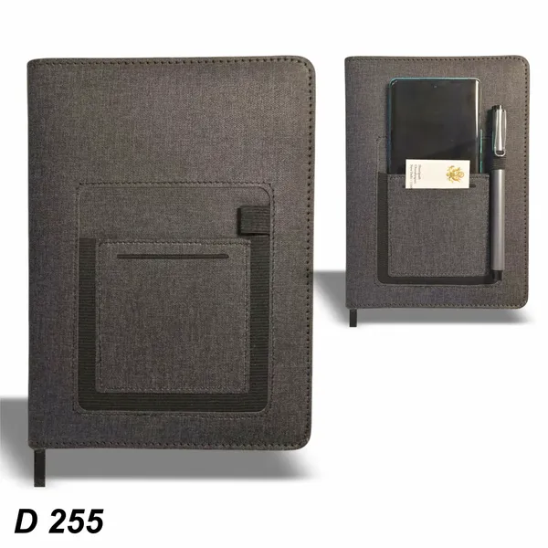 Grey_Premium_Canvas_Notebook_With_Elastic_Closure,_Pen_Holder_And_Business_Card_Pocket