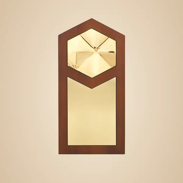 Brown_And_Gold_Premium_Recognition_Award_With_Hexagonal_Plate_And_Wooden_Base