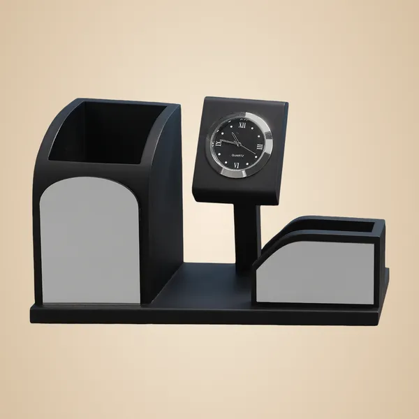 Black_Multi_Functional_Desk_Organizer_With_Clock_3_In_1_Office_Accessory_Set