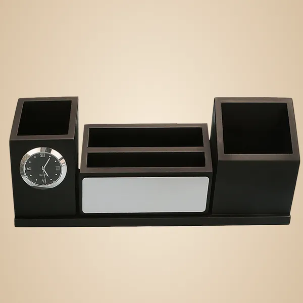 Brown_Multi_Compartment_Wooden_Desk_Organizer_With_Clock