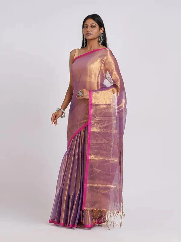 Purple_Handloom_Glossy_Golden_Tissue_Saree_With_Soft,_Lightweight_&_Lustrous_Finish_Perfect_For_Weddings,Traditional_Elegance_Artisanal_Weaving_Masterpiece_For_Women