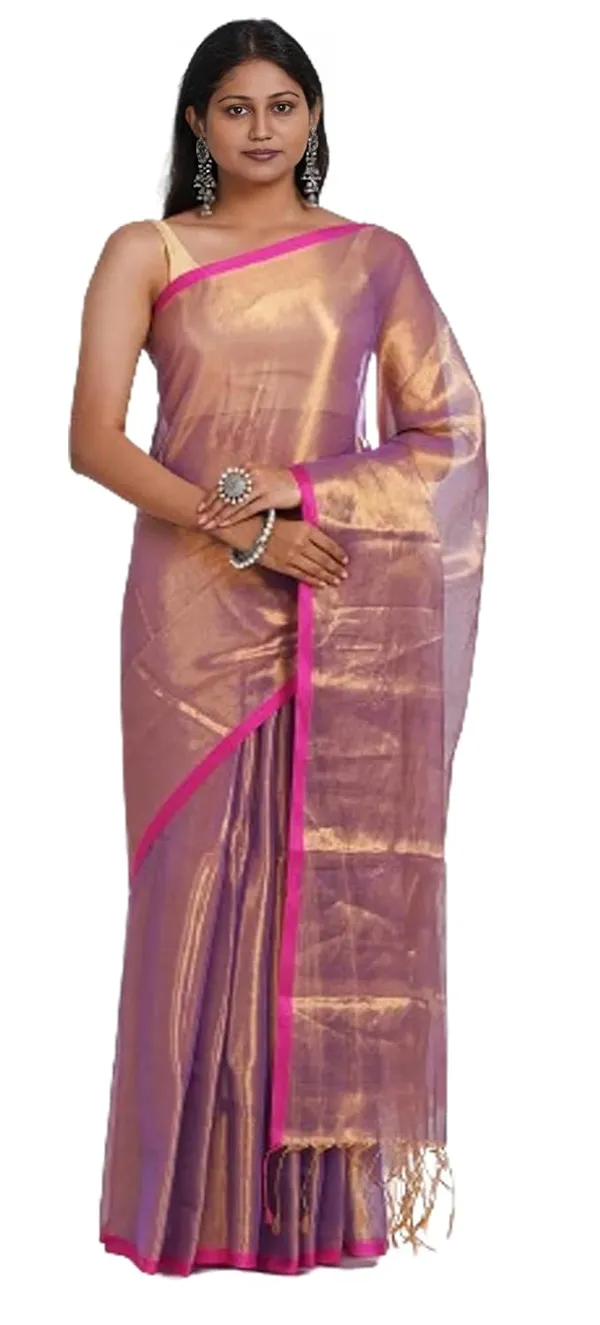 Purple_Handloom_Glossy_Golden_Tissue_Saree_With_Soft,_Lightweight_&_Lustrous_Finish_Perfect_For_Weddings,Traditional_Elegance_Artisanal_Weaving_Masterpiece_For_Women