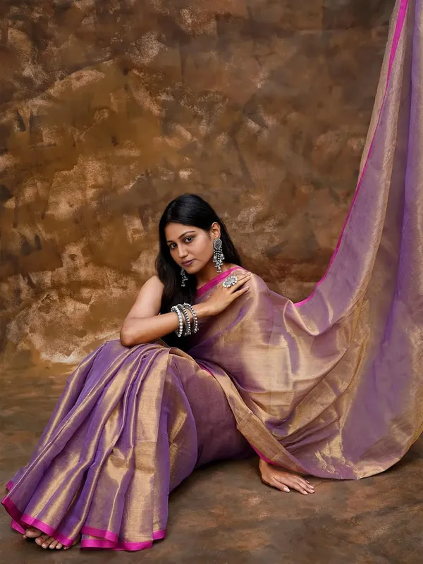 Purple_Handloom_Glossy_Golden_Tissue_Saree_With_Soft,_Lightweight_&_Lustrous_Finish_Perfect_For_Weddings,Traditional_Elegance_Artisanal_Weaving_Masterpiece_For_Women