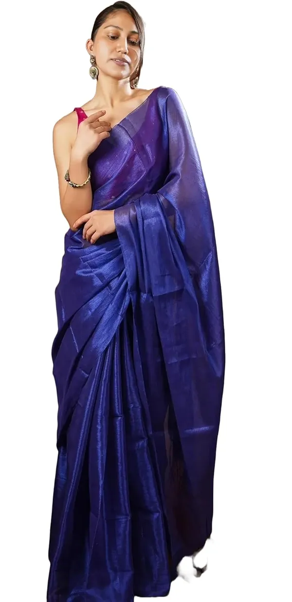 Royal_Blue_Handloom_Tissue_Saree_Ethnic_Wear_For_Occasional_Use_For_Elegance_Look_For_User_Relaxed_Fit_Blended_Cotton_Golden_Zari__And_Light_Weight_For_Women