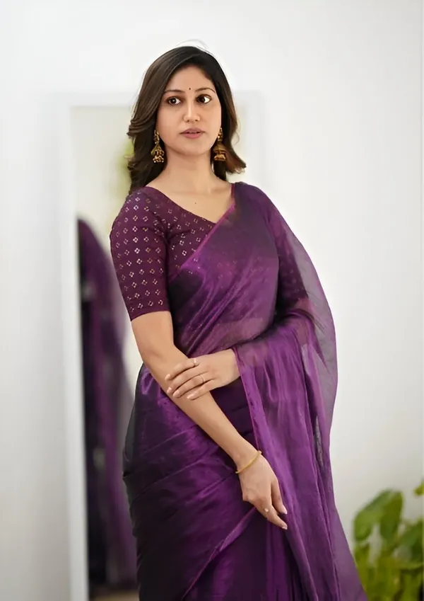 Purple_Handloom_Glossy_Magenta_Tissue_Saree_With_Out_Border_Soft,_Lightweight_&_Lustrous_Finish_Perfect_For_Weddings,Traditional_Elegance_Artisanal_Weaving_Masterpiece_For_Women