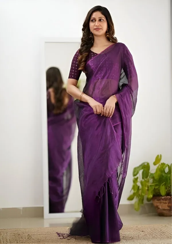 Purple_Handloom_Glossy_Magenta_Tissue_Saree_With_Out_Border_Soft,_Lightweight_&_Lustrous_Finish_Perfect_For_Weddings,Traditional_Elegance_Artisanal_Weaving_Masterpiece_For_Women