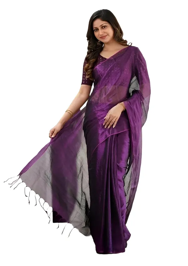 Purple_Handloom_Glossy_Magenta_Tissue_Saree_With_Out_Border_Soft,_Lightweight_&_Lustrous_Finish_Perfect_For_Weddings,Traditional_Elegance_Artisanal_Weaving_Masterpiece_For_Women