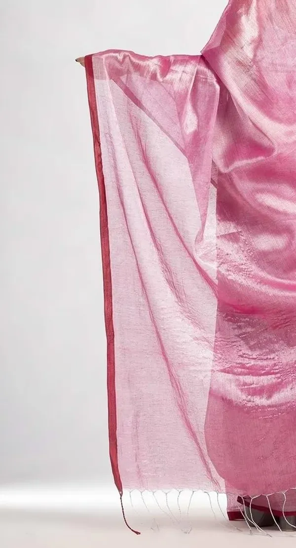 Baby_Pink_Handloom_Tissue_Saree_Ethnic_Wear_For_Occassional_Use_Glossy_Silk_And_Very_Light_Weight_Wear_For_Women