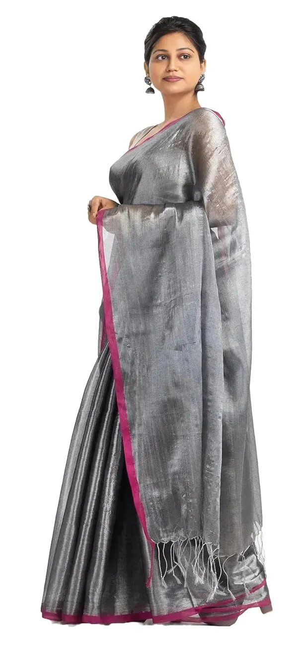 Grey_Handloom_Glossy_Tissue_Saree_With_Soft,_Lightweight_&_Lustrous_Finish_Perfect_For_Weddings,_Traditional_Elegance_Artisanal_Weaving_Masterpiece_For_Women