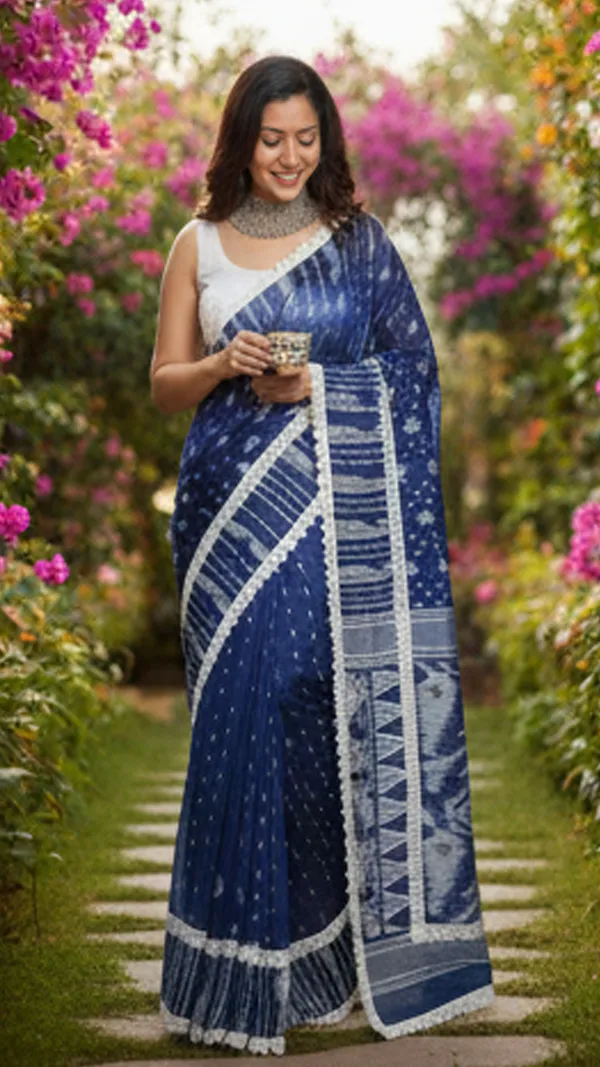 Royal_Blue_Bengal_Handloom_Cottonsilk_Jamdani_Saree_Without_Blouse