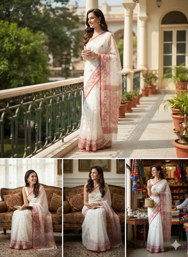 White_Handloom_Muslin_Bengal_Jamdani_Saree_For_Women