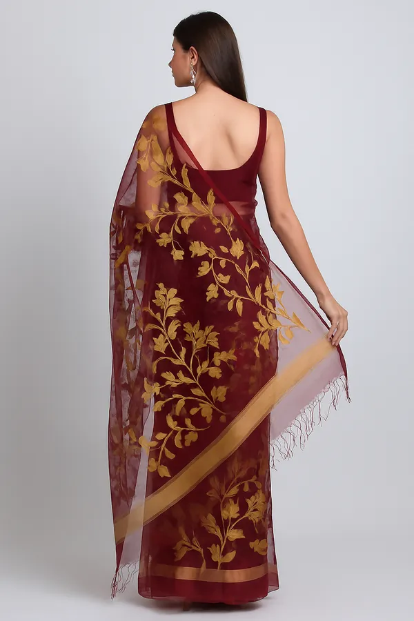 Brown_Premium_Handloom_Muslin_Bengal_Jamdani_Saree_For_Women