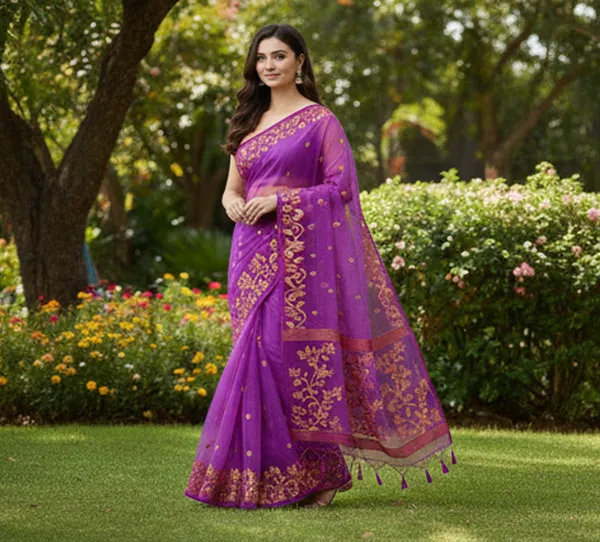 Purple_Premium_Handloom_Muslin_Bengal_Jamdani_Saree_For_Women