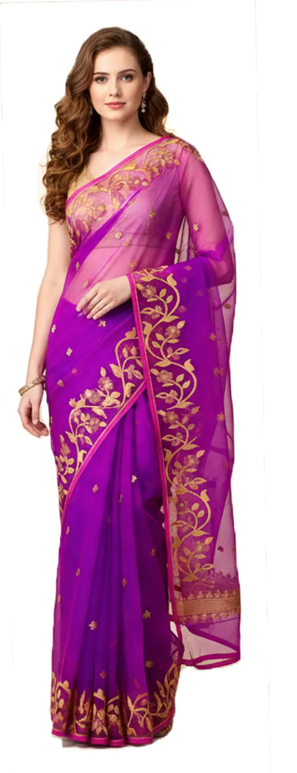 Purple_Premium_Handloom_Muslin_Bengal_Jamdani_Saree_For_Women