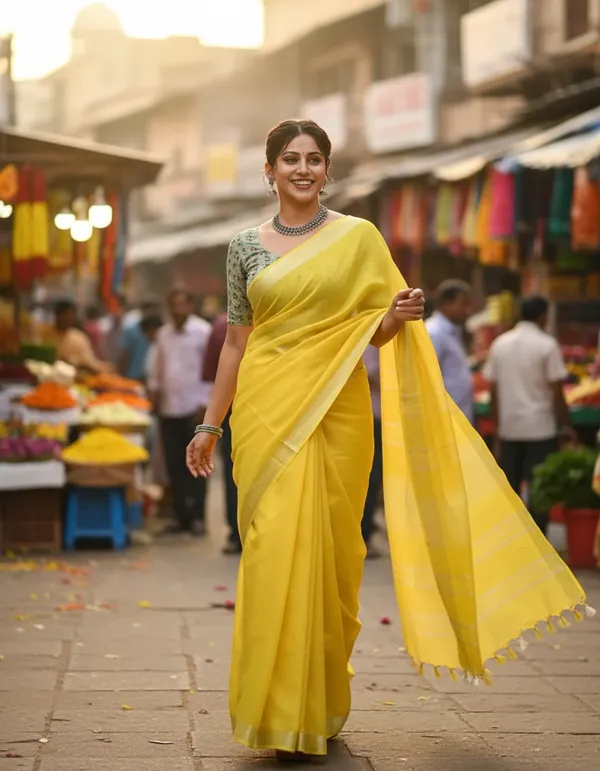 Yellow_Handloom_Stripe_Zari_Cotton_Silk_Saree_For_Women