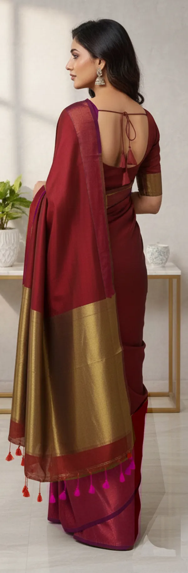 Brown_Pure_Soft_Bengal_Cotton_Handloom_Color_Block_Premium_Quality_Saree_Ethnic_Wear_For_Women