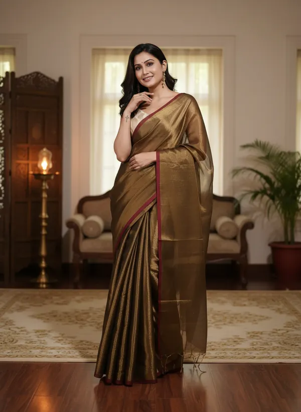 Golden_Handloom_Glossy_Tissue_Saree_With_Soft,_Lightweight_&_Lustrous_Finish_Perfect_For_Weddings,_Traditional_Elegance_Artisanal_Weaving_Masterpiece_For_Women
